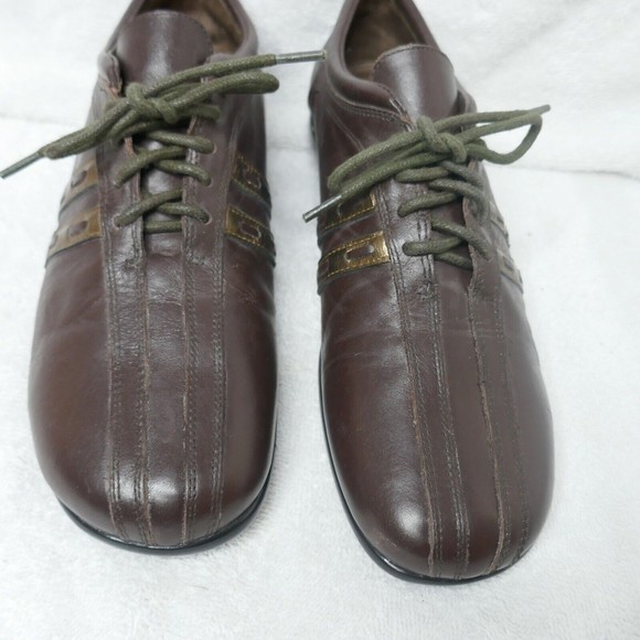 David Tate Brown Leather Oxford Shoes Lace-up Gold Detail Size 8 NARROW - Picture 4 of 16